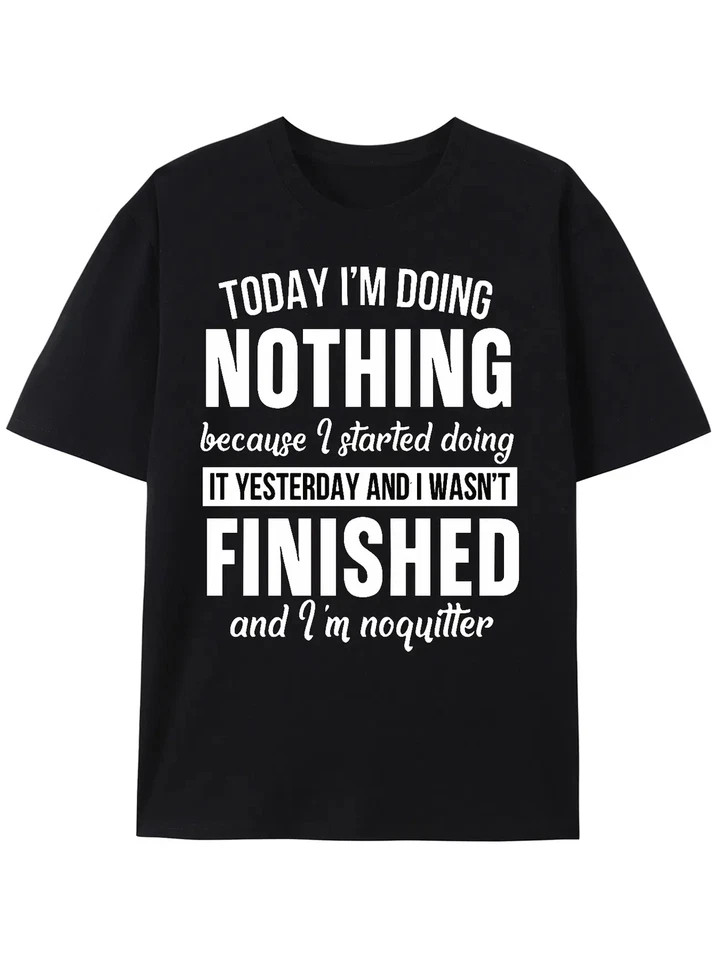 Men’s Slogan Print T-Shirt Short Sleeve Crew Neck Cotton Casual Graphic Tee Top
