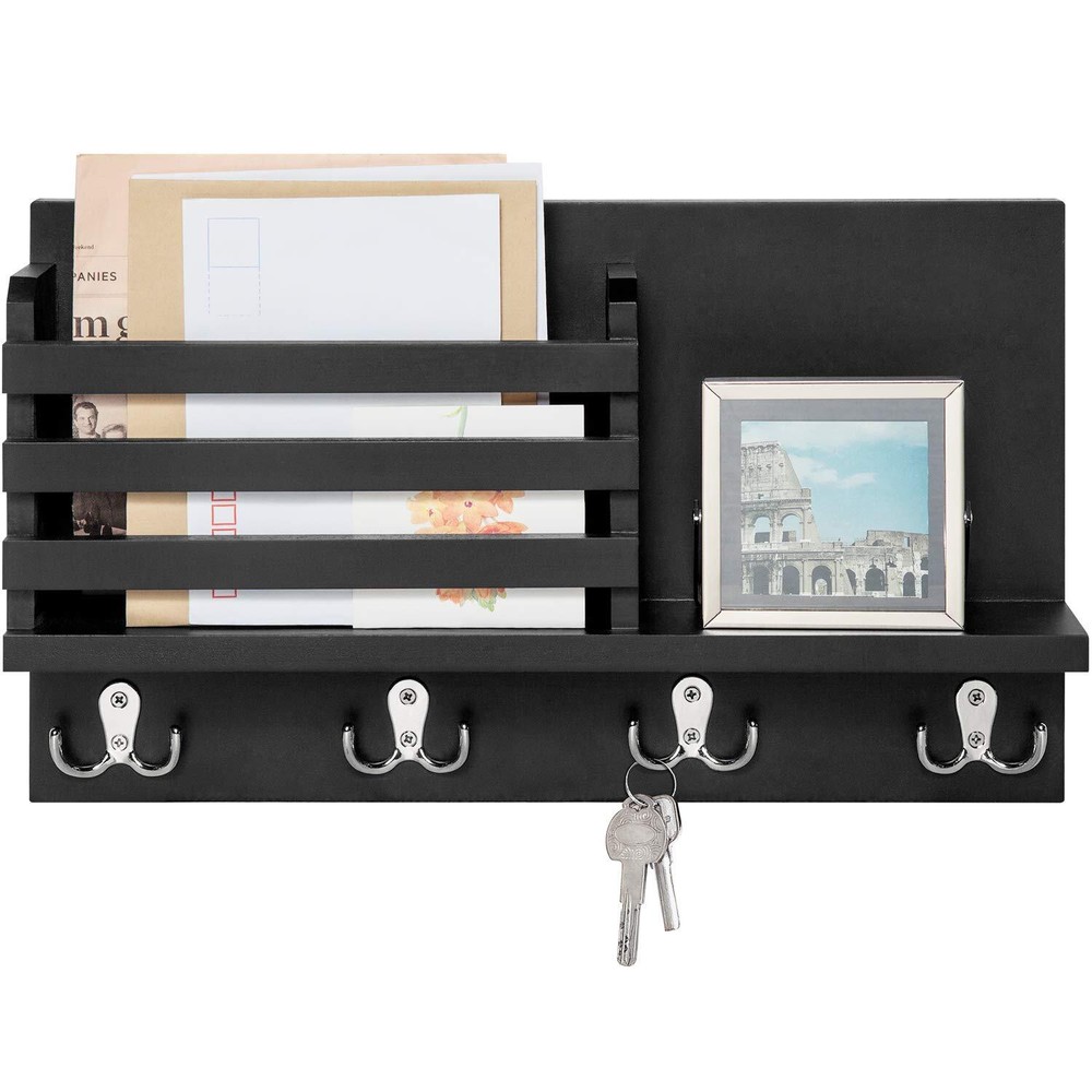 Wall Mounted Holder Wooden Key Holder Rack Sorter Organizer with 4 Double Key...