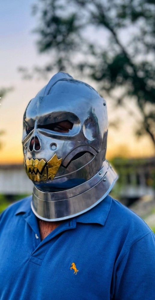 Demonic Face Helmet | Knight Skull Helmet | Medieval Steel Helmet Best Gift