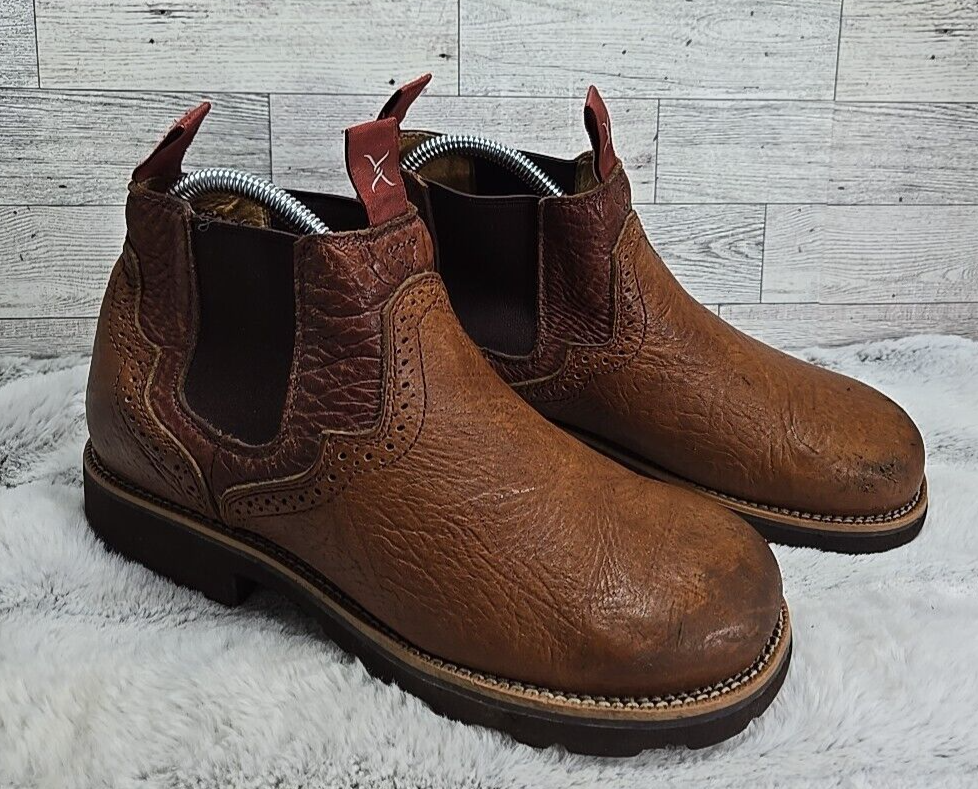 Twisted X Cow Dog Boots Mens 8 Saddle Shoe Brown Leather Low Riding Western