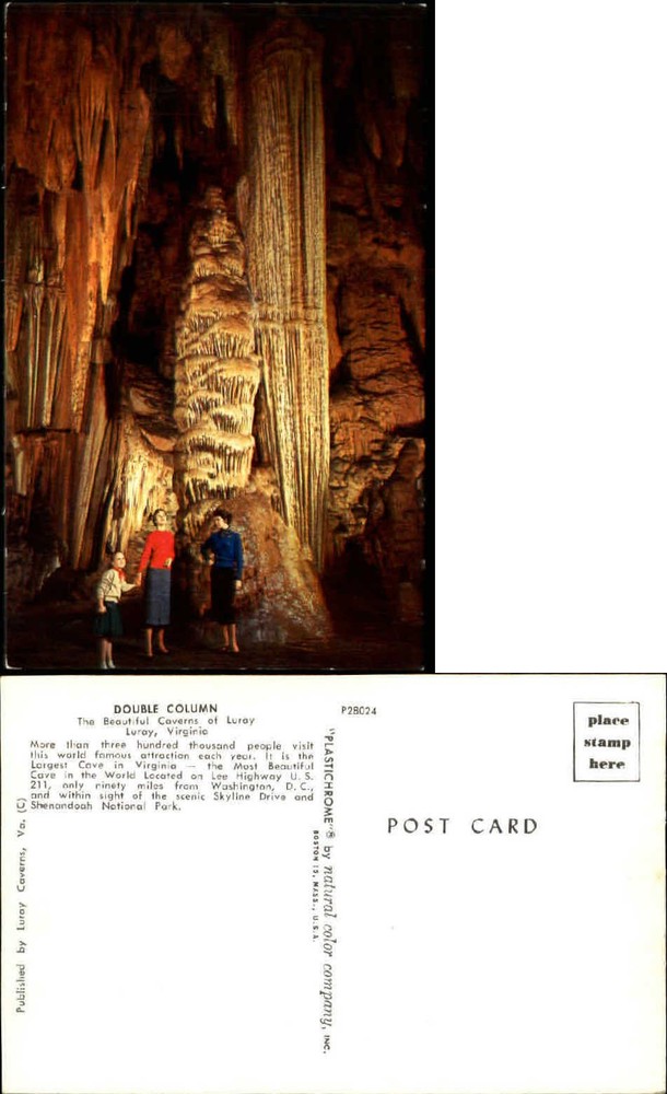 Double Column Caverns of Luray Virginia VA 1960s ~ vintage postcard sku296