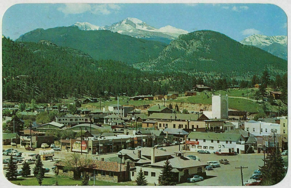 Vista of Long's Peak and Mt. Meeker, Estes Park Village, Colorado 1953