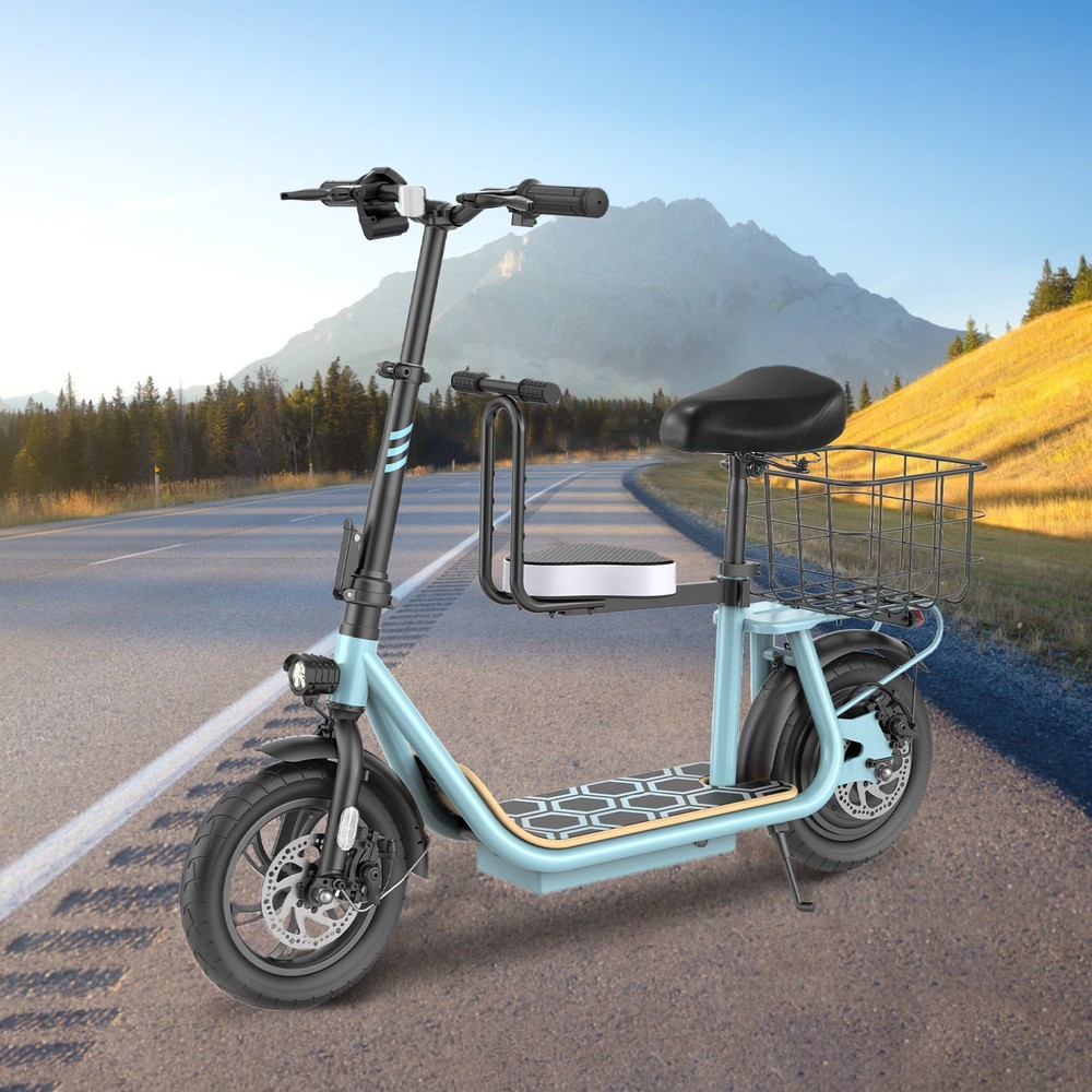 1200W Z6 Electric Scooter with Seat & Basket for Adult Commuters