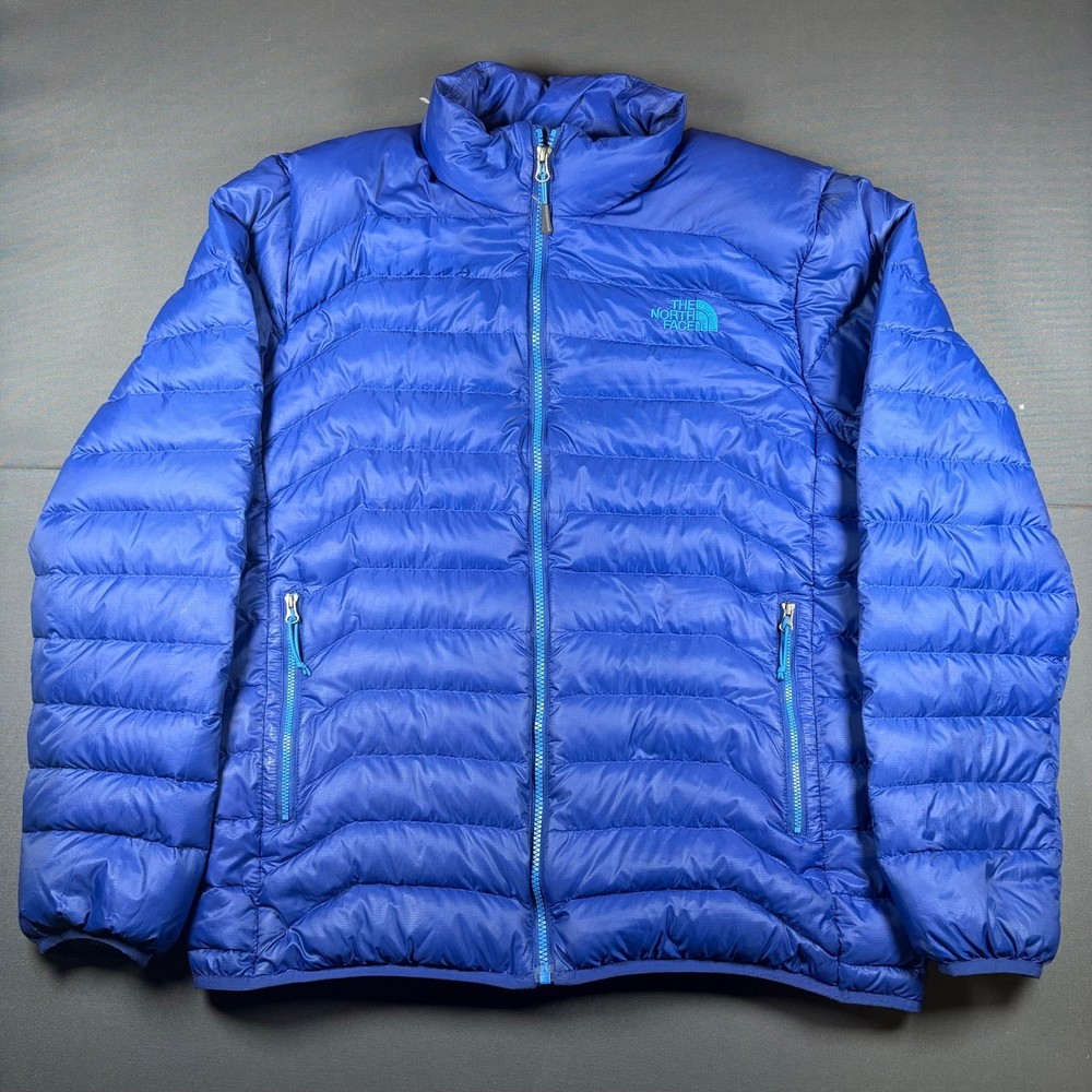 The North Face Men's Large Blue Goose Down Puffer Jacket Full Zip Winter Coat