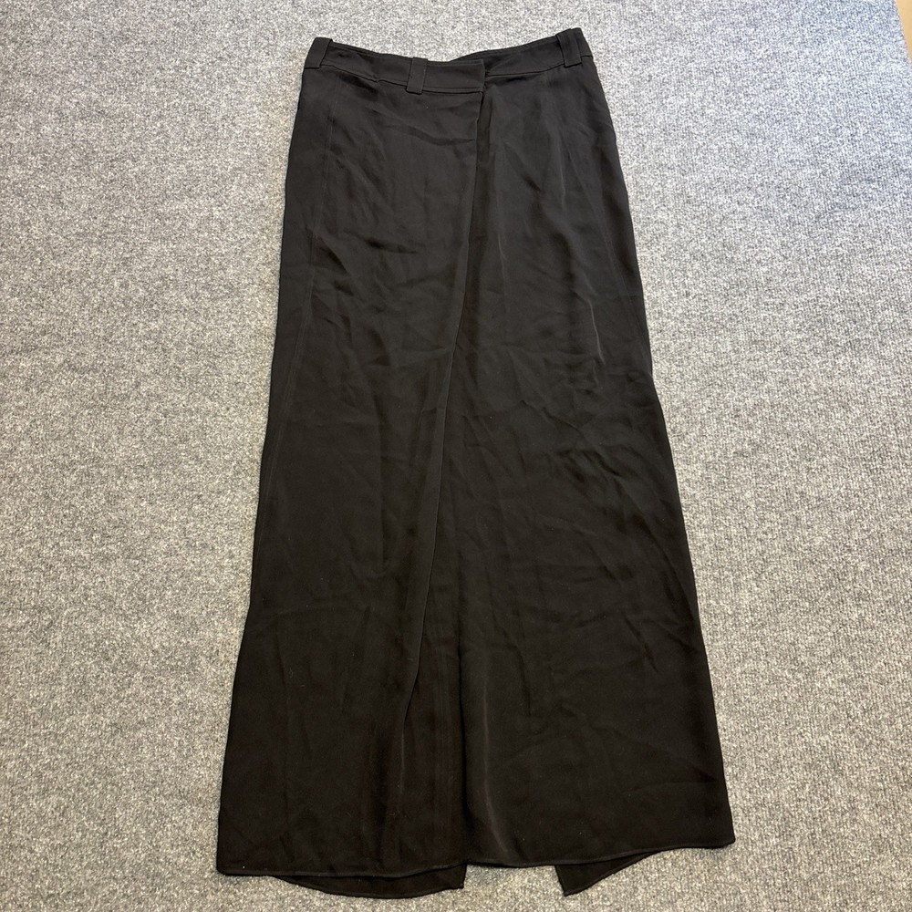 Joseph Women's Maxi Skirt 34 Black 100% Silk Long Wrap Maxi Sheer Pockets