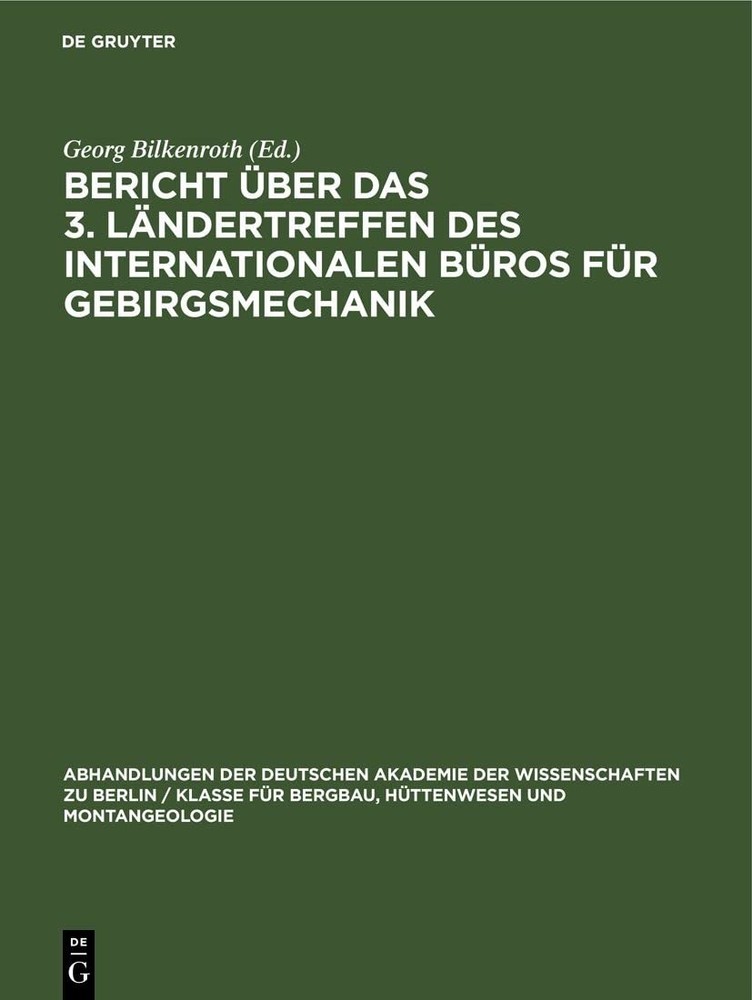 Bericht Über Das 3. Ländertreffen Des Internationalen Büros Für Gebir (Hardback)