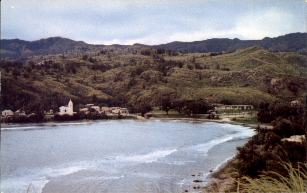 Umatac Village seen from Soledad Lookout ~ Guam ~ 1970s vintage postcard