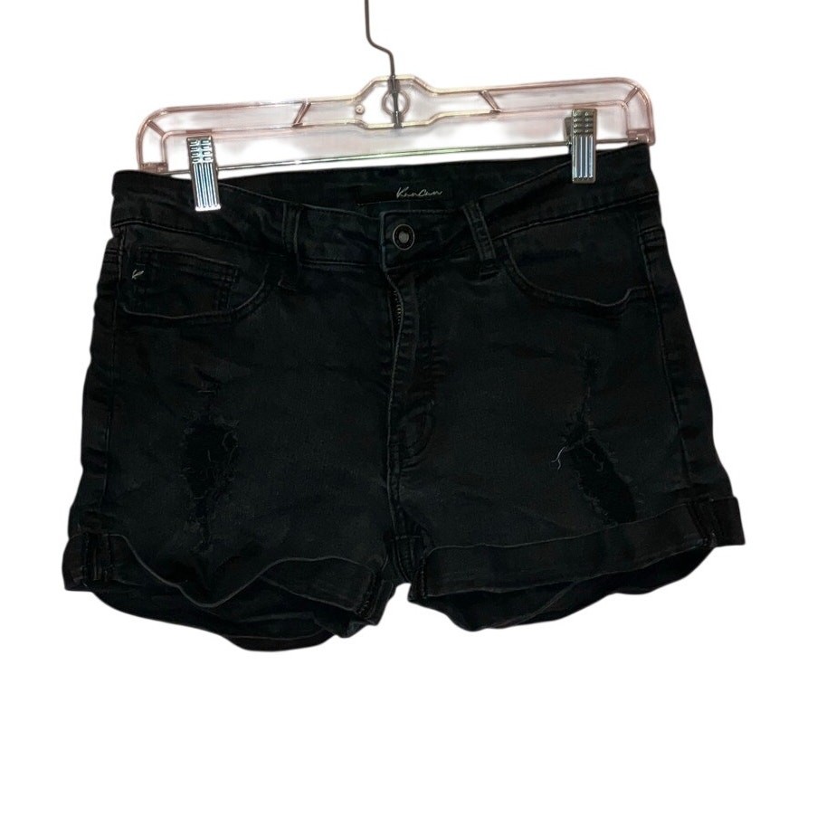 Kancan Black Distressed Denim Shorts Size 28