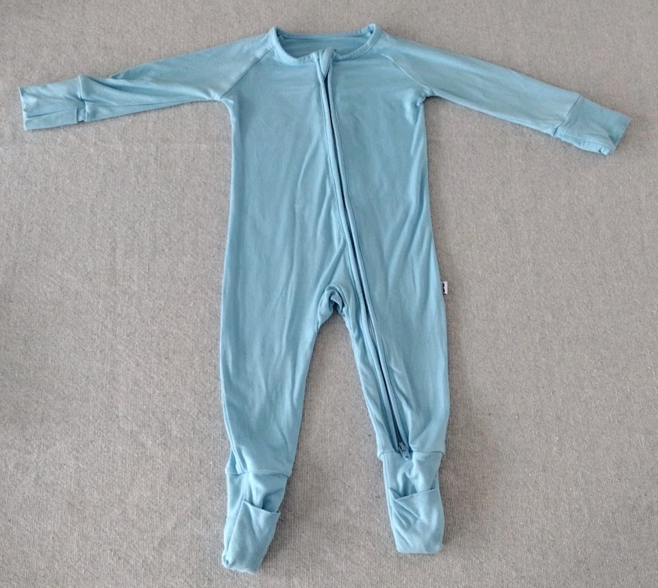 Little Sleepies 0-3 Months Solid Light Blue Bamboo Zip One-Piece Long Sleeve