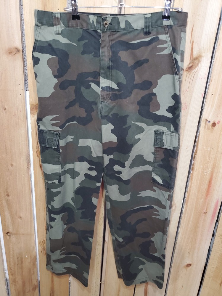 Retro Army Camo Cargo Utility Pants Green Waist 33 Legnth 32 Mens