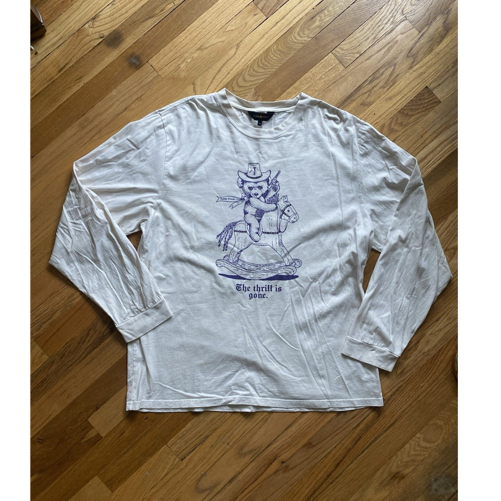 Teddy Fresh Men's 3XL Big & Tall White Long Sleeve Graphic Print Crew Tee