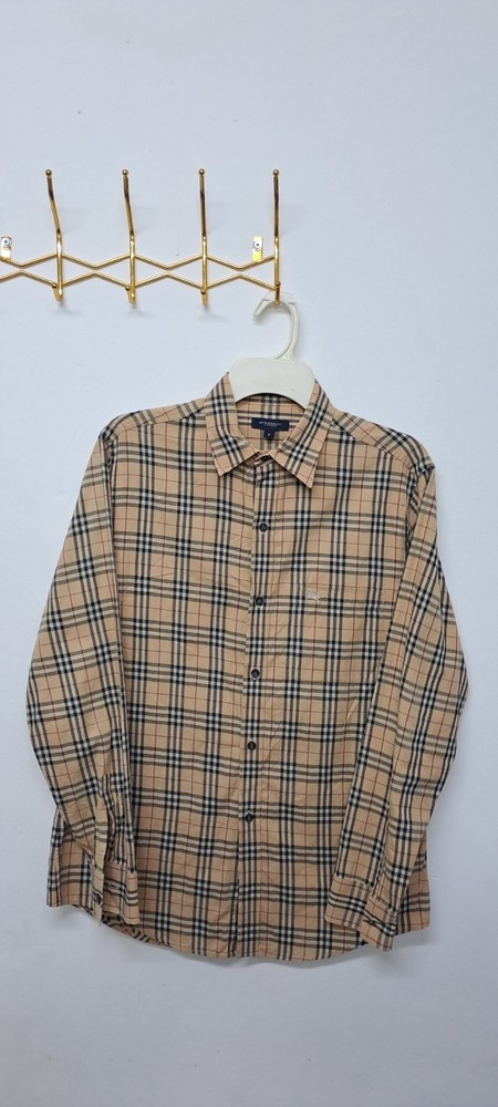 Authentic Burberry London Nova Check Shirt Men's Size M Beige Plaid Button Down
