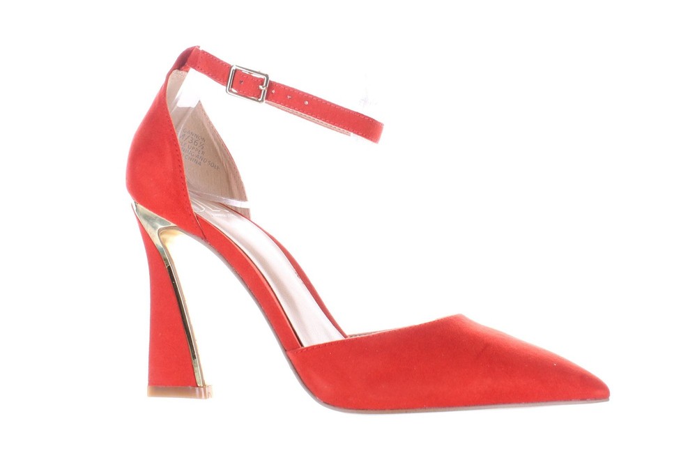 JLO Jennifer Lopez Womens Gannon Red Ankle Strap Heels Size 6 7820192
