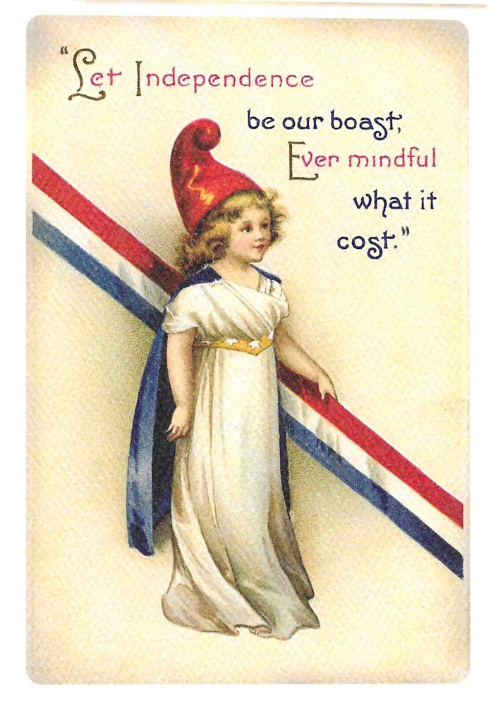 Vintage Patriotic Postcard RETRO Antique Textured Fourth of July NEW REPRINT