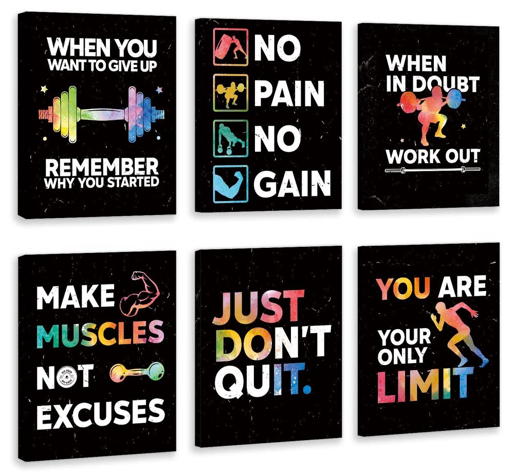 Motivational Gym Wall Art,Inspirational Workout Room Wall Decor, Motivational...