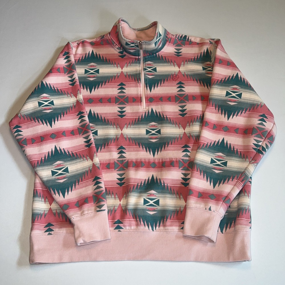 ARIAT Real Comfort 1/2 Zip Sweatshirt Womens XL Southwestern Aztec Western Ranch