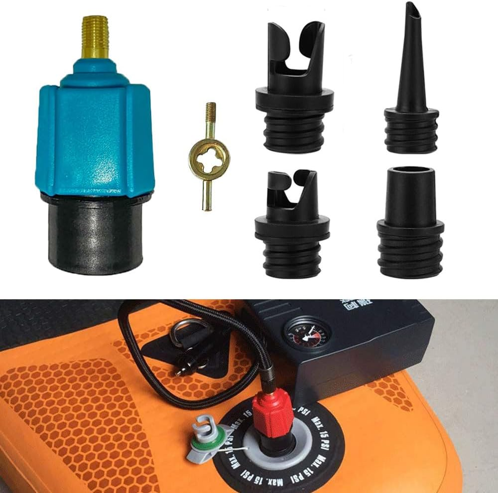 Paddle Board Pump Adapter, For Inflatable Compressor, w/ 4 Air Valve Nozzles