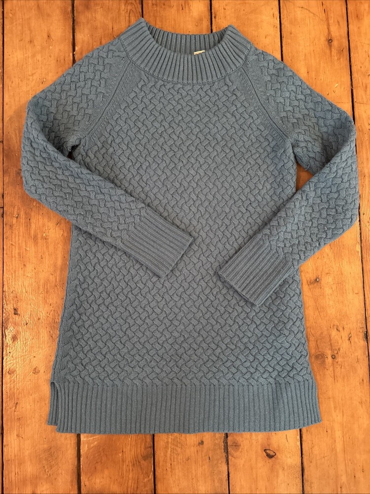 Moth Anthropologie Teal Wool Basketweave Sweater Dress Size Small
