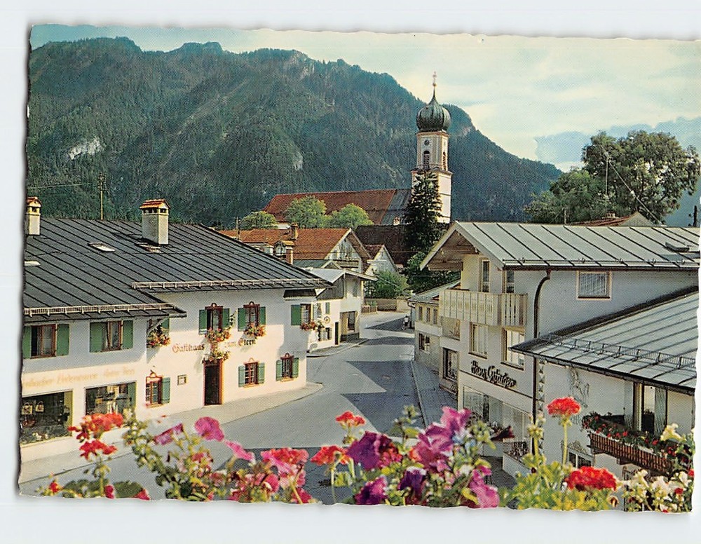 Postcard View of Oberammergau in the Bavarian Alps of Germany