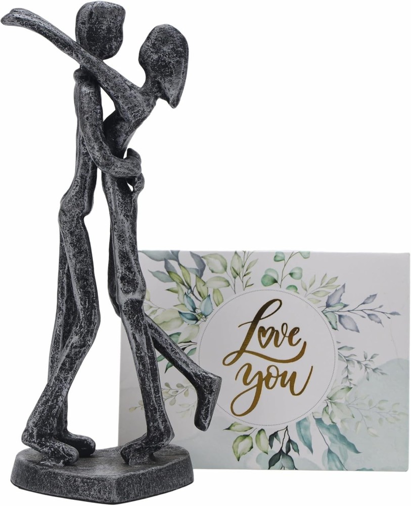 6Th Anniversary Iron Sculpture Gift – Romantic Couple Statue for Her, Handcrafte