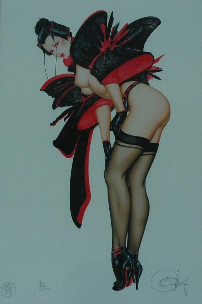 Original Signed Pinup Lithograph 