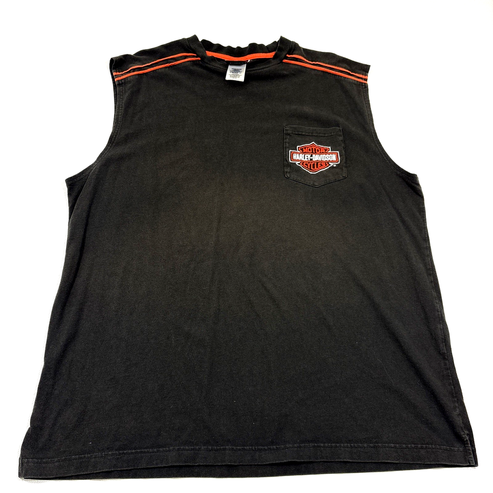VTG Harley Davidson Tampa FL Cutoff Sleeveless Pocket T Shirt Mens XL Biker EUC