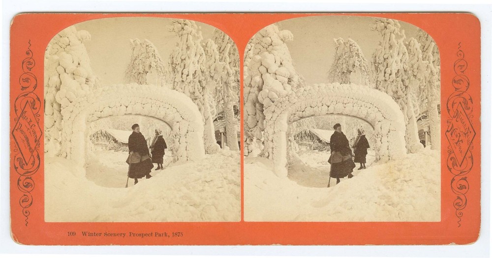 G1521~ NIAGARA FALLS – Winter Snow Arch c.1870 Stereoview – by G Curtis, NY