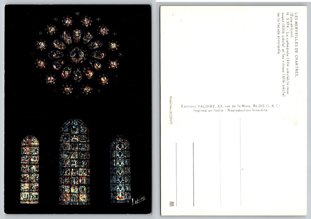 Chartres Cathedral Stained Glass Rose Window Postcard France