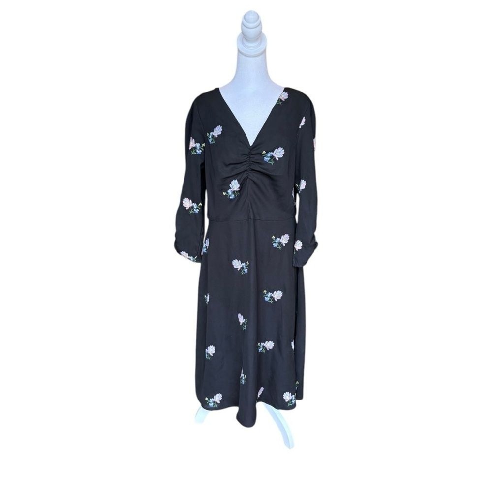ASOS Floral Embroidered Midi Dress Womens Size 10 Black NWOT