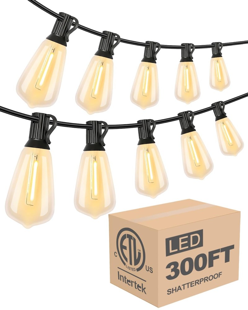 Lightdot LED Outdoor String Lights 300FT Patio Lights with 96 Shatterproof ST...