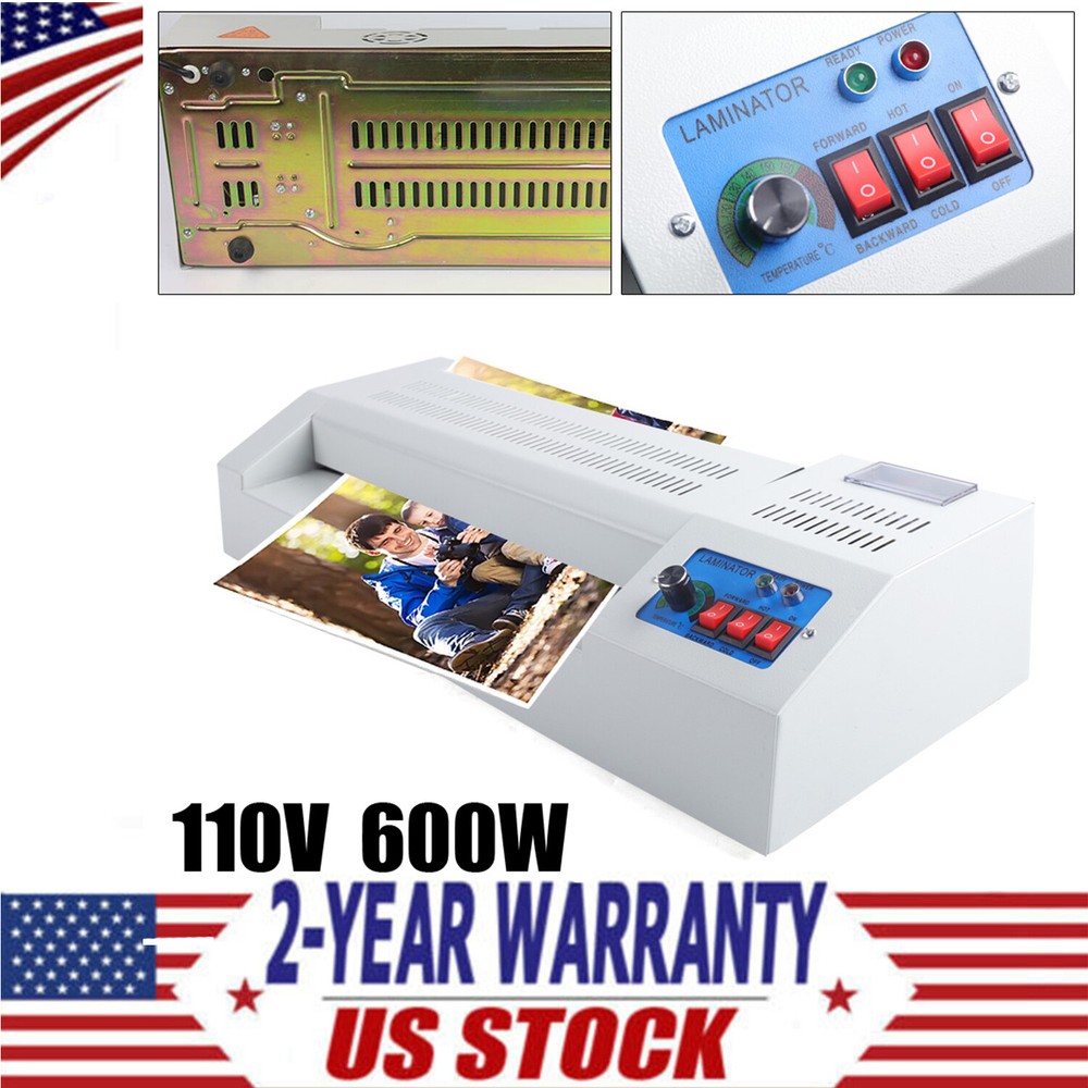 New Hot Cold Film Laminating Machine A3 A4 Size Office Laminator 600W Commercial