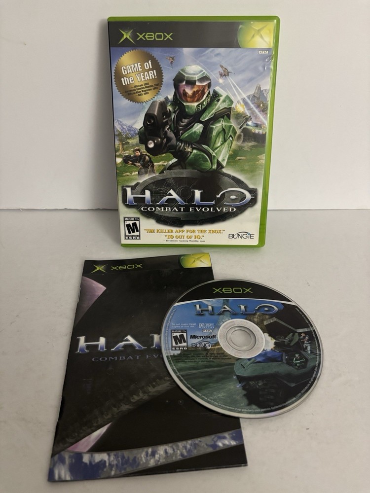 Halo: Combat Evolved (Microsoft Xbox, 2001) CIB Complete Manual - Near Mint Disc