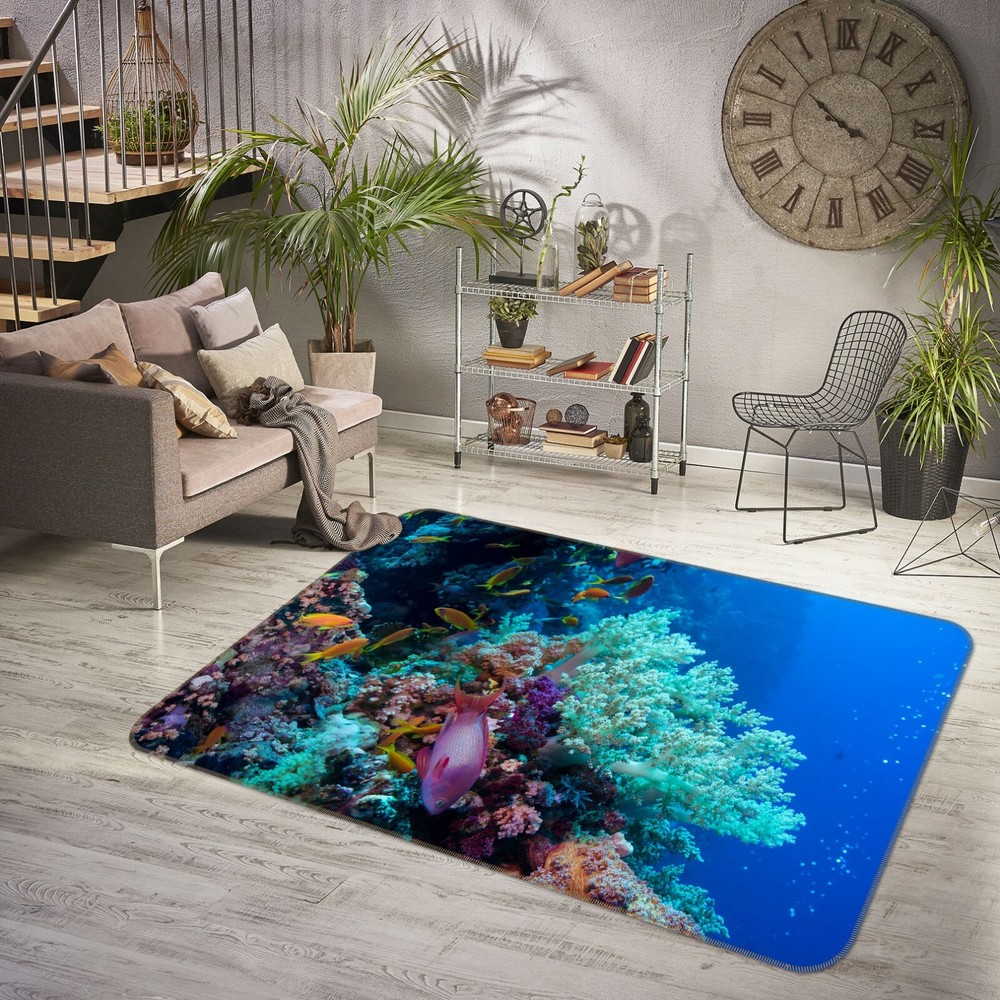 3D Coral Pink Fish Non-Slip Rug Mat Elegant Photo Carpet O3079