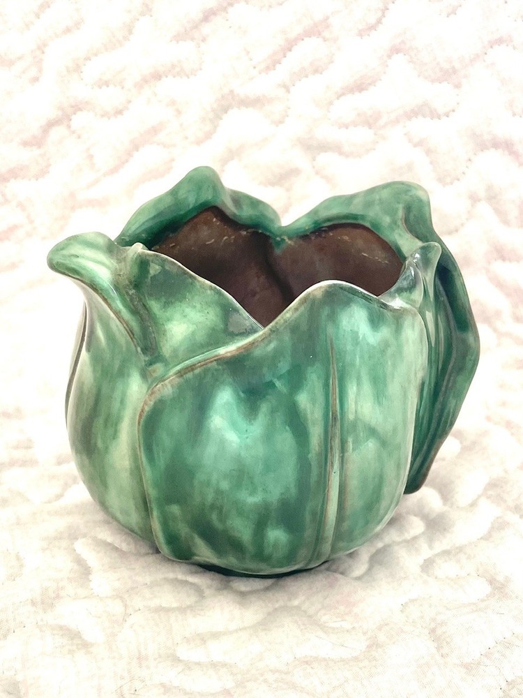 Vintage STANGL Art Pottery Dark Green Tulip Vase Planter 1878/ S USA