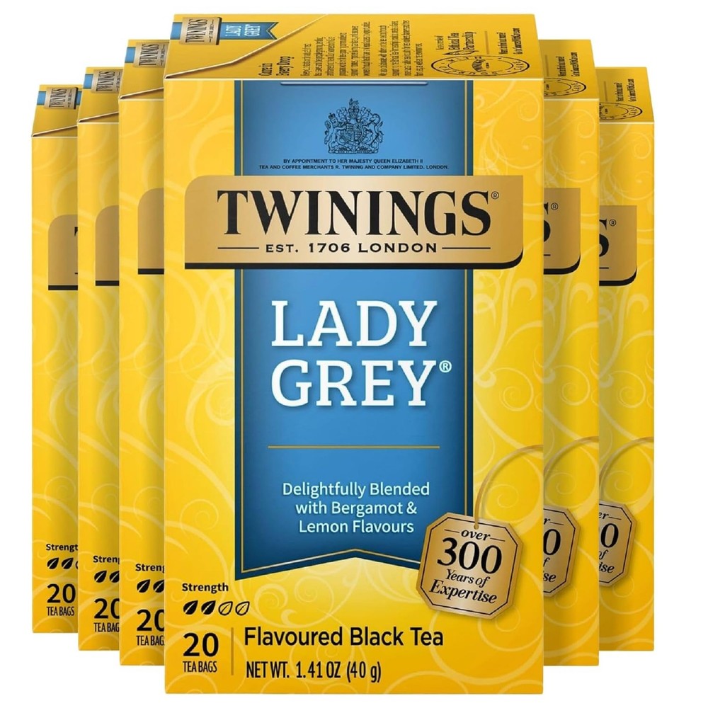 Twinings Lady Grey Black Tea 20 Count (Pack of 6), Original Version