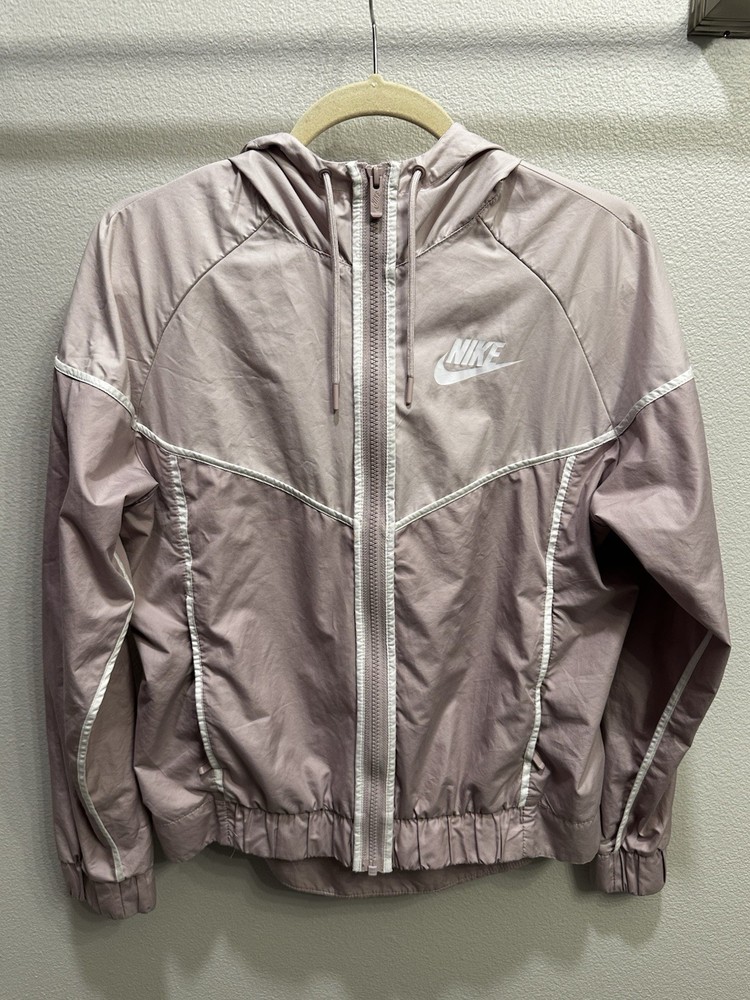 Nike Women's Light Pink Hooded Windbreaker Jacket Full Zip Lightweight S