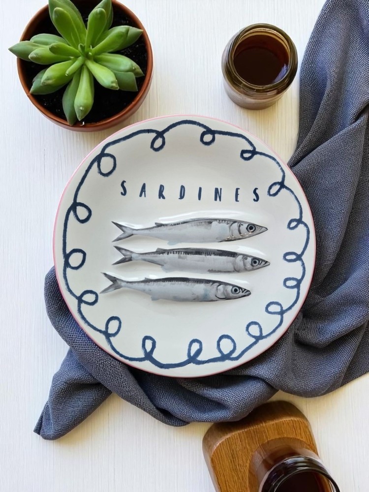 New Appetizer 3D 3 SARDINE FISH CERAMIC SALAD Side Party PLATE 9