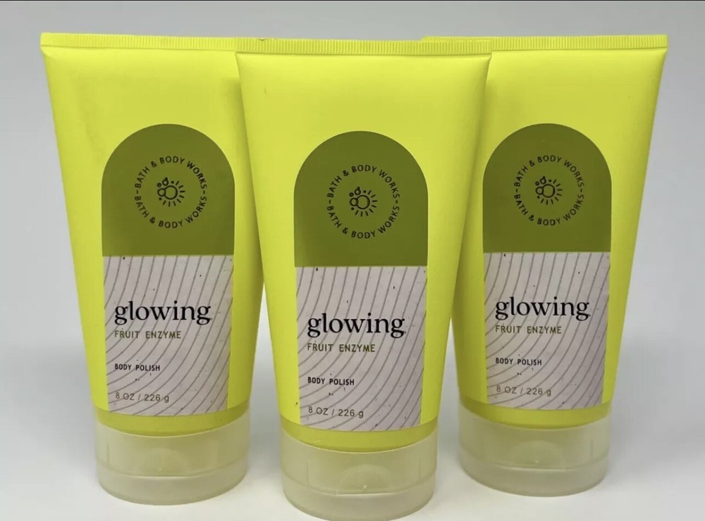 3 GLOWING FRUIT ENZYME EXFOLIATING BODY POLISH Bath Body Works Scrub Wash