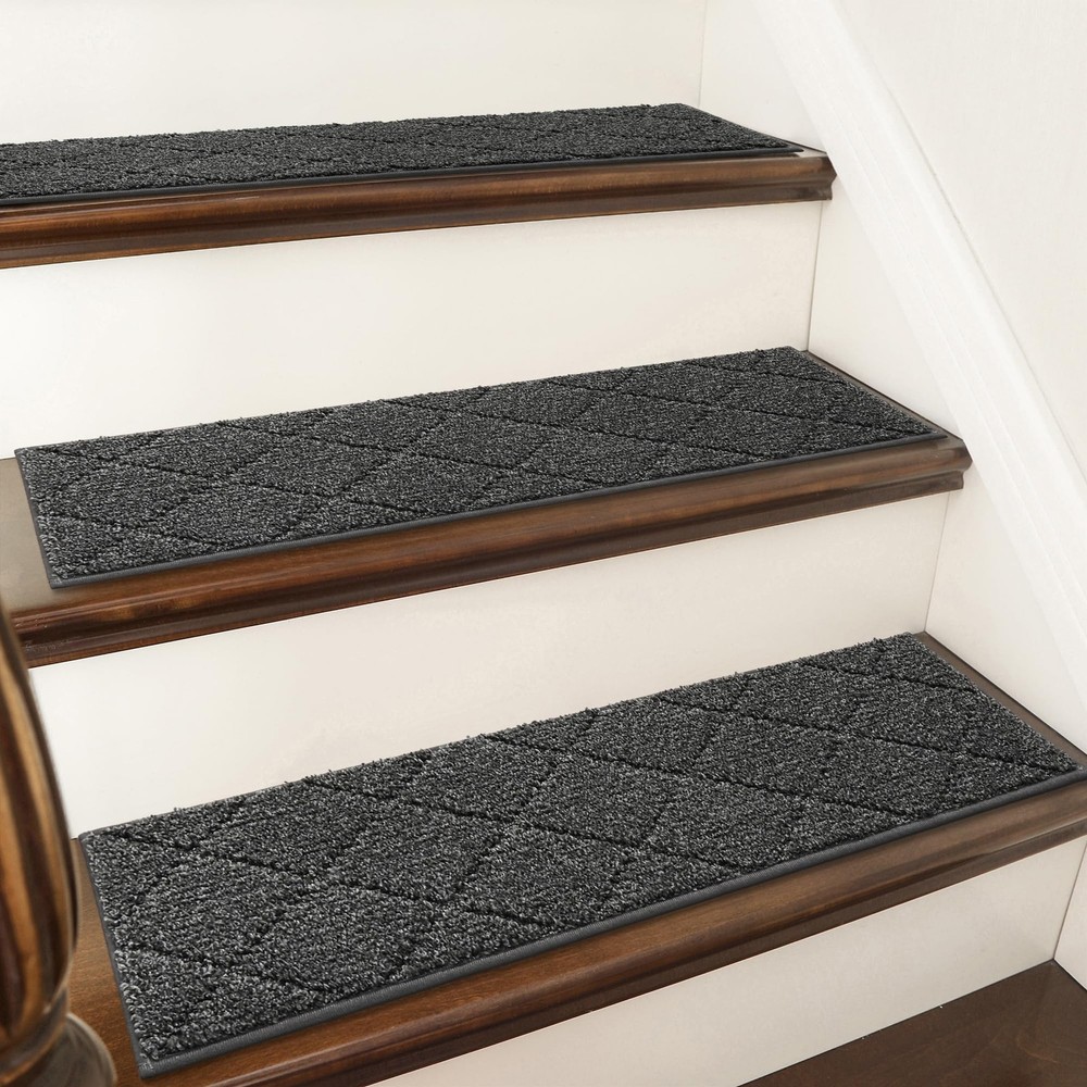 COSY HOMEER Edging Stair Treads Non-Slip 28 x 9 inches (7 pieces), Black