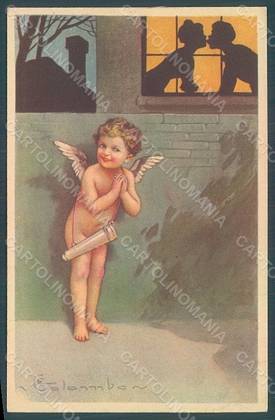 Artist Signed Colombo E. Lady Couple Cupid Eros serie 1619-4 postcard HR2646