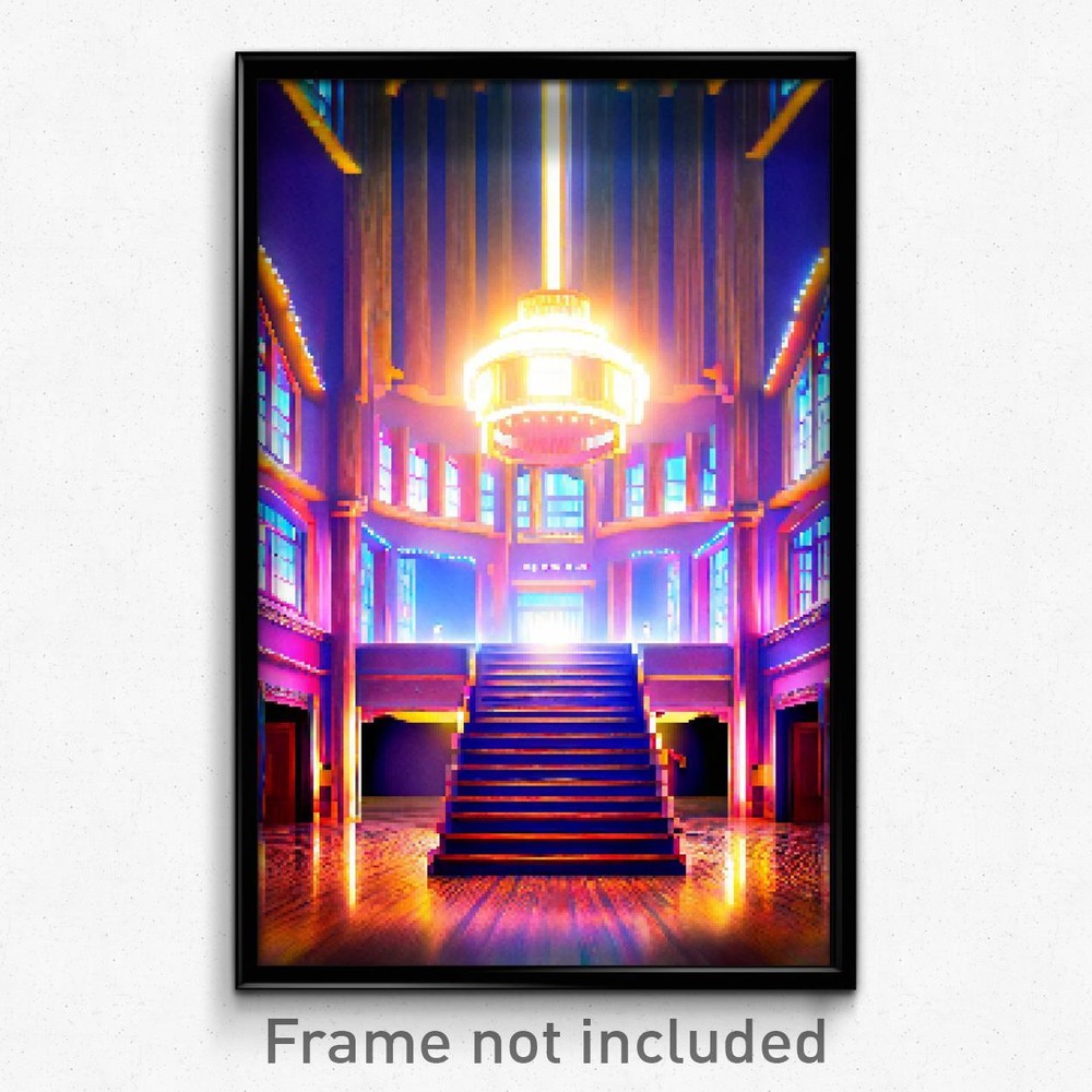 Pixel Art Poster - Novel Hall (8 Bit Psychedelic Trippy Weird Video Game Print)