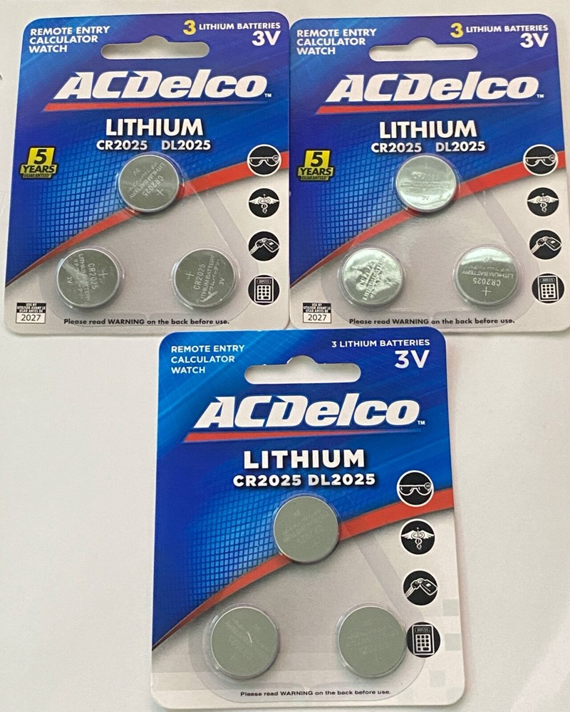 ACDelco CR2025 3V Lithium Coin Cell Battery, Watch Electronics Button, 3pk 9ct