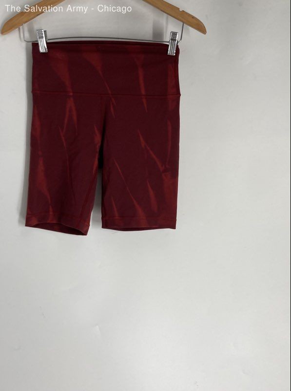 Lululemon Womens Red Elastic Waist Stretch Activewear Biker Shorts Size 6