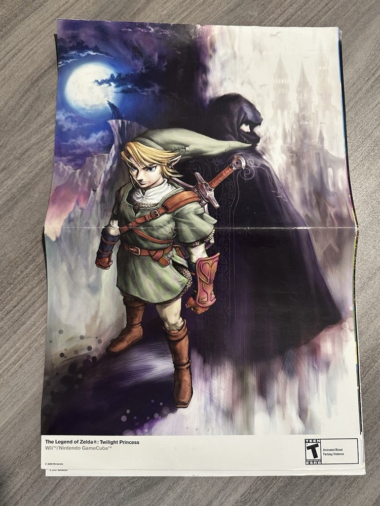 2006 Official Legend of Zelda Twilight Double Sided Poster Nintendo Wii 10x16