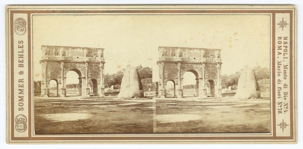 G2869~ ITALY Rome Arch of Constantine 1860s Stereoview Sommer & Behles