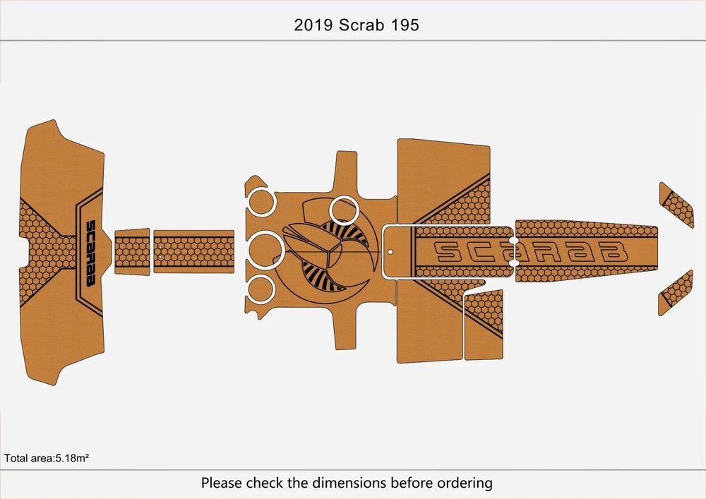 2018 SCARAB 195 Cockpit Swim platform bow EVA Pads Faux Teak Flooring Mats