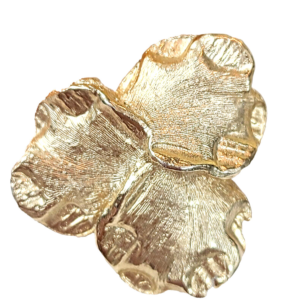 Marboux by Marcel Boucher Vintage Gold Tone Floral Clip Earrings Signed