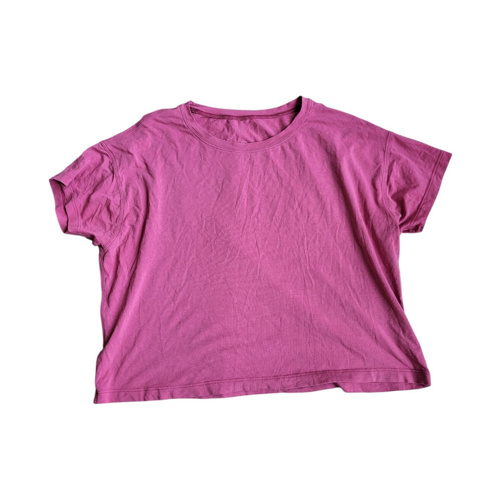 Lululemon Pink Cotton Relaxed Fit Short Sleeve Crew Neck T-Shirt Size 6 Women