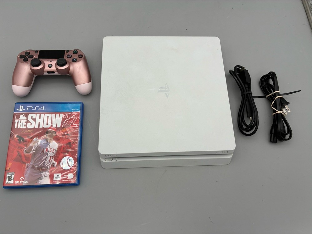 Sony PlayStation 4 Slim 500GB Glacier White Console Rose Gold Controller Tested