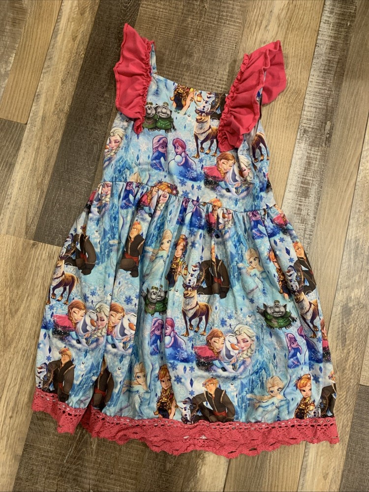 Frozen Disney Twirl Dress Boutique No Size Approximately 4T Pink & Blue